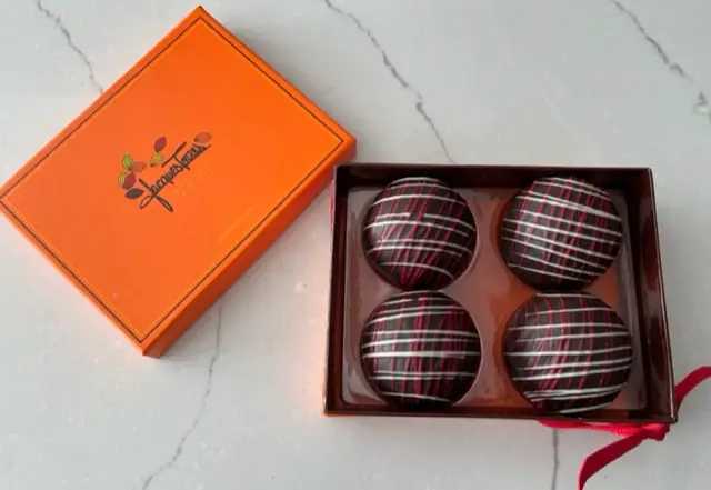 image of open package of 4 hot chocolate bombs